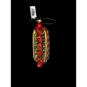 Macy’s Holiday lane Glass hot dog Christmas ornament